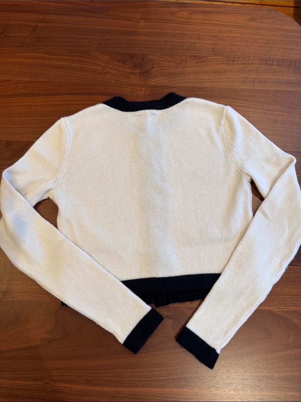 Reformation Becka Cashmere Button Contrast Crewneck Knit Sweater Sz S - Picture 6 of 9